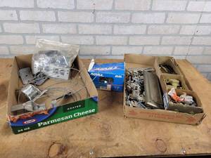 lot 762 image: Garage Door Hardware, Roofing Nails, Hinges, Brass mail Slots and More