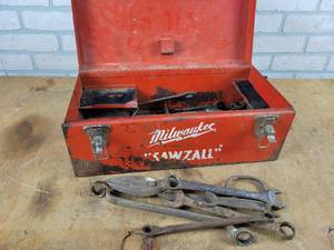 lot 764 image: Steel Milwaukee Tool Case, Wrenches and More