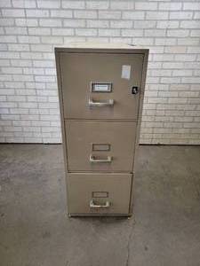 lot 767 image: 3-Drawer Fire Rated File Cabinet with Key - NO SHIPPING