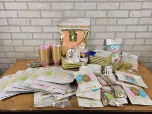 lot 814 image: Large Lot of New Party Supplies - Fringe Banner, Plates, Napkins, Cups, Confetti, Drink Stirrers and More