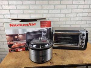 lot 820 image: KitchenAid Countertop 10 Oven and Crock-Pot - Oven is Unused and Comes with Original Box - NO SHIPPING
