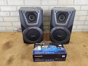lot 824 image: Panasonic Bookshelf Speakers and New Panasonic Communication Camera Model No. TY-CC10W - NO SHIPPING