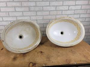 lot 832 image: (2) 1970s Undermount Rheem Lavatory Sinks - NO SHIPPING