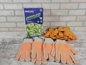 lot 854 image: 200 Pairs of Ear Plugs and (8) New Pairs of Gloves