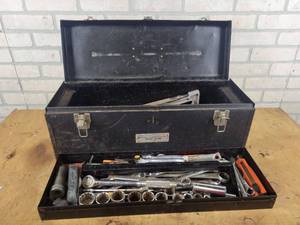 lot 857 image: Steel Toolbox FULL of Assorted Hand tools - NO SHIPPING