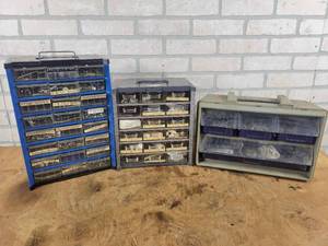lot 860 image: (3) Parts Organizers with Hardware - NO SHIPPING