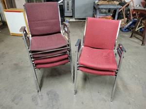 lot 865 image: (6) Stackable Metal  Padded Office Chairs - NO SHIPPING