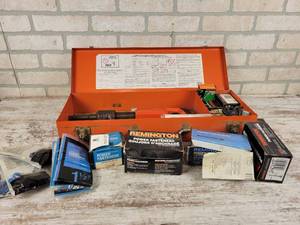lot 902 image: Remington model 480 Powder Actuated Tool with many Loads and Fasteners in Steel Case
