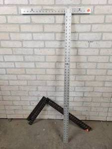 lot 930 image: 48 Johnson Aluminum T-Square and (2) Steel Framing Squares - NO SHIPPING