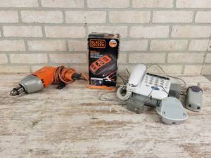 lot 955 image: Black & Decker 500W Power Inverter, Drill and Phone