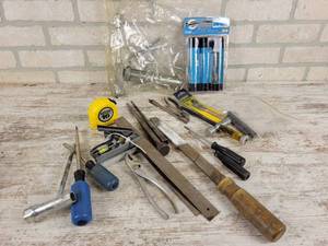lot 963 image: Grease Gun with Extra Cartridges, Screwdrivers, Pliers and More