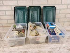 lot 1004 image: (3) Totes with Nails and Garage Misc. - NO SHIPPING