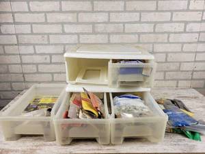 lot 1006 image: (2) Storage Drawers with Assorted Garage Misc. - Rivet Guns, Rivets, Hardware, Spade Bits and More - NO SHIPPING