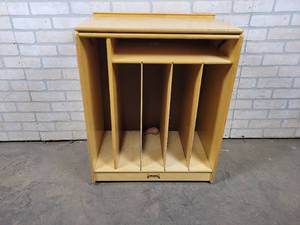 lot 1014 image: Rolling Wood Storage Cabinet - NO SHIPPING