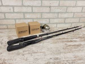 lot 1022 image: (2) Johnson Spincast Citation Reels and (2) Johnson Composite Medium Action 5.5  Fishing Rods - NO SHIPPING