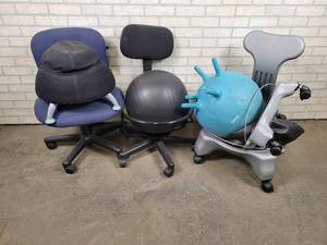 lot 1043 image: Lot of Office BALL Chairs and More - NO SHIPPING