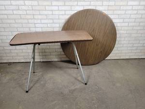 lot 1045 image: Folding Table (40 x 16 x 29) and Folding Round Table (40 Diameter) - NO SHIPPING