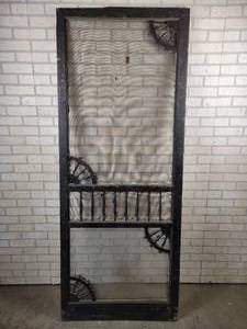 lot 83 image: Antique Wood Screen Door - NO SHIPPING