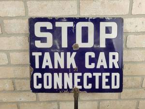 lot 47 image: Antique Porcelain Railroad Sign with Original Shaft