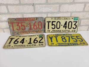 lot 157 image: (4) 1960s Minnesota License Plates