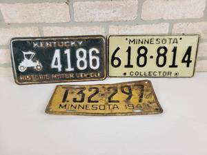 lot 159 image: Kentucky Historic Vehicle License Plate, Minnesota Collector Plate and 1948 Minnesota License Plate