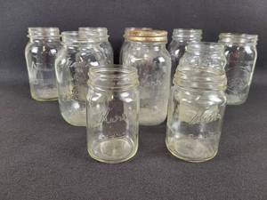 lot 164 image: (10) Vintage Jars - Kerr, Atlas, Golden Harvest and Presto - Most are 1 Quart - NO SHIPPING