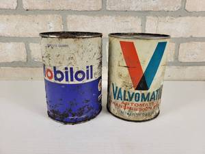 lot 172 image: Vintage Valvoline & Mobil 1 Quart Oil Cans