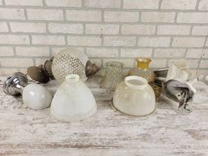 lot 185 image: Vintage Salvaged Lighting, Milk Glass Shades and More - NO SHIPPING