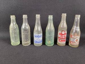 lot 188 image: (6) Vintage Bottle - Jacob Ries Shakopee, MN - Pipestone Ice Cream Co. Pipestone, MN - Morans Beverages - Austin Bottling works Austin, MN - KIST Beverages - Matthews Beverages