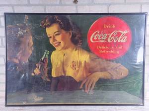 lot 41 image: Original 1950s Coca-Cola Litho Advertising Print in Frame