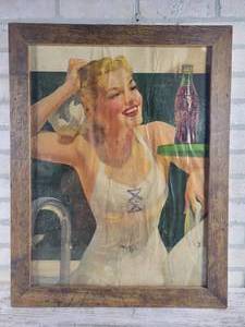 lot 40 image: Original 1940s Coca-Cola Litho Advertising Print in Frame