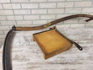 lot 198 image: Vintage 10 Paper Cutter and Antique Scythe - NO SHIPPING