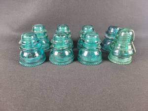 lot 199 image: (8) Antique Glass Power Line Insulators
