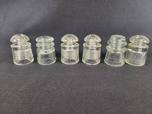 lot 200 image: (6) Hemingray & PYREX Power Line Glass Insulators