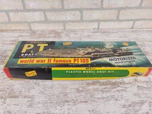 lot 274 image: Vintage Lindberg Line WW2 P.T. 109 Plastic Motorized Model with Original Box