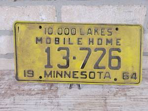 lot 313 image: 1964 Minnesota Mobile Home License Plate