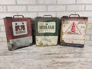 lot 324 image: (3) Vintage Steel 2-Gallon Oil Cans - NO SHIPPING