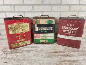 lot 325 image: (3) Vintage Steel 2-Gallon Oil Cans - NO SHIPPING