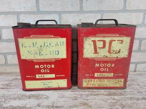 lot 327 image: (2) Vintage Steel 2-Gallon Oil Cans - NO SHIPPING