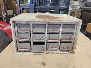 lot 330 image: Vintage Steel Parts Cabinet - NO SHIPPING