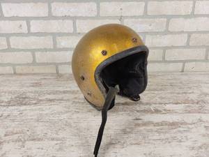 lot 353 image: Vintage Gold Speckle Motorcycle Helmet