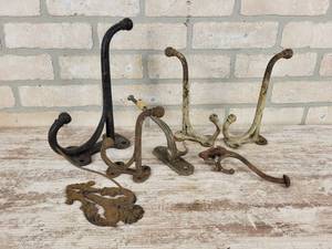 lot 360 image: (7) Vintage Cast Iron  Steel Hooks - Up to 10 Long