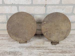 lot 361 image: (2) Stamped Steel John Deere Planter Lids