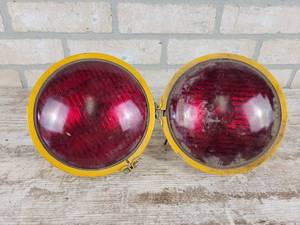 lot 369 image: (2) Vintage YANKEE Glass Lens Taillights in Housings - Approx. 6 Diameter