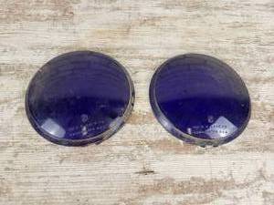 lot 370 image: (2) Vintage K-D Lamp Co. Blue Glas Lenses - Approx. 6.75 Diameter Each