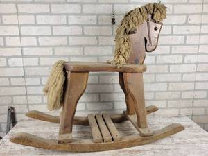 lot 373 image: Vintage Solid Wood Rocking Horse - NO SHIPPING
