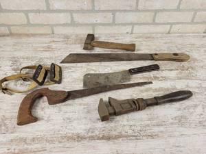 lot 488 image: Machette, Meat Cleaver, Monkey Wrench and More