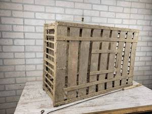 lot 489 image: Antique Wood Chicken Crate and Chicken Catcher - NO SHIPPING