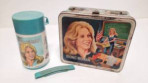 lot 69 image: Vintage 1978 The Bionic Woman Steel Lunch Box & Thermos