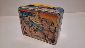 lot 72 image: Vintage 1975 KORG 70,000 B.C. Steel Lunch Box (Missing Thermos)